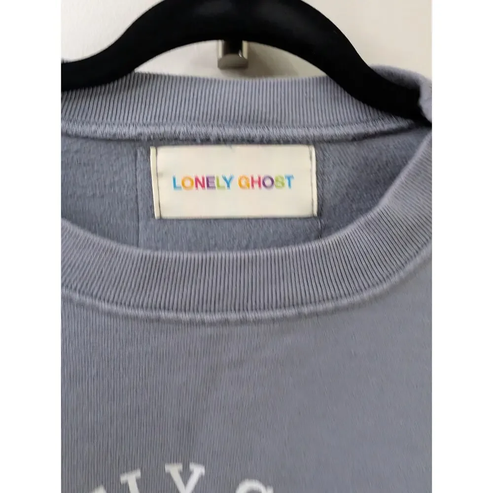 Lonely Ghost Elementary XL Grey Pullover Sweatshirt Rainbow